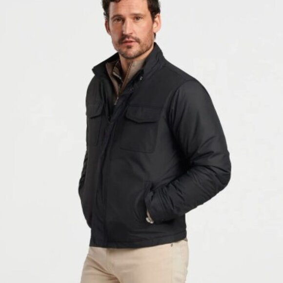 New Men’s Peter Millar Norfolk Bomber Jacket Black SZ XL MF24Z03 $265 - Picture 1 of 5